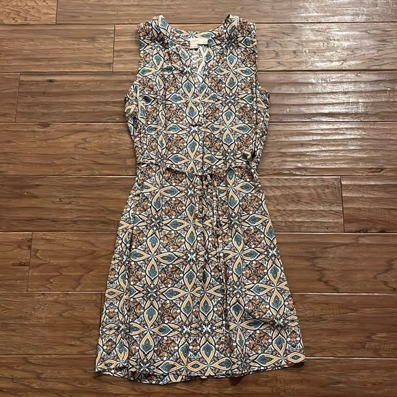 Loft Petites Size XSP Tie Waist Sleeveless Dress - Picture 1 of 6